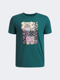 Under Armour Logo Wordmark Collage Boys Lifestyle T-Shirt Rack Green/Black