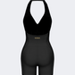 Wiskii Riviera Hourglass Zip Front Romper Women Sportswear Body Suit Black