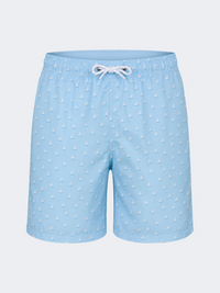 Oil & Gaz Comfortable Men Beach Boats Print Swim Short L.Blue