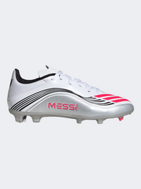 Adidas F50 Messi League Firm/Multi-Ground Cleats Kids Football Shoes White/Red/Silver