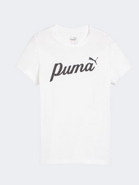 Puma Essentials Plus Blossom Girls Lifestyle T-Shirt White/Black