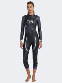 Tyr Hurricane Cat 5 Women Swimming 5Mm Wet Suit Silver/Purple