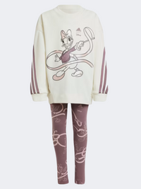 Adidas Disney Minnie And Daisy Little-Girls Sportswear Set Off White/Crimson