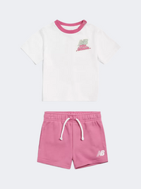 New Balance Sticker Pack Graphic Baby-Girls Lifestyle Set White/Pink