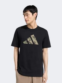 Adidas Camo Three Bar Logo Graphic Sportswear Men T-Shirt Black