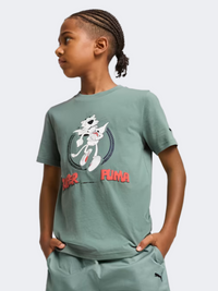 Puma Super Boys Lifestyle T-Shirt Green Moon