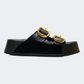 Ateneo Leather Women Beach Slippers Black Snake