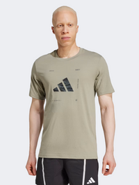 Adidas Box Logo Men Training T-Shirt Silver Pebble