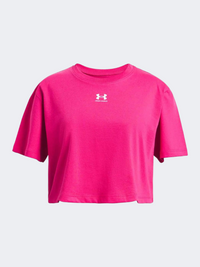 Under Armour Rival Girls Lifestyle T-Shirt Shaded Fuchsia/White
