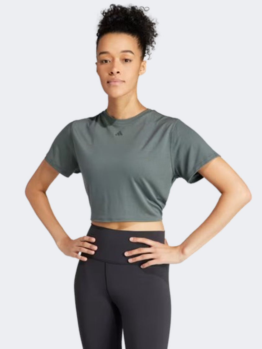 Adidas Yoga Studio Women Training T-Shirt Legend Ivy/Grey