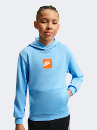 Nike Sportswear Club Fam Boys Lifestyle Hoody Football Blue/White