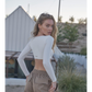 Wiskii Long Sleeve Women Sportswear Bra Ivory