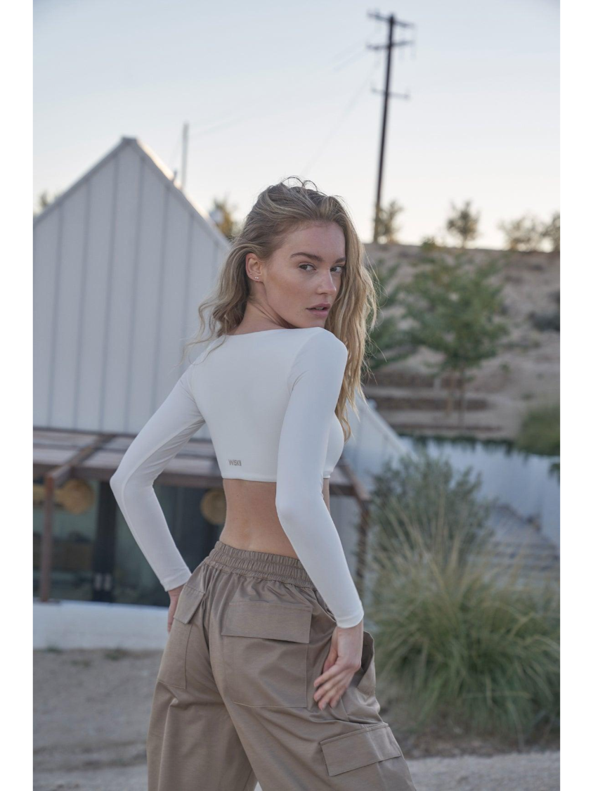 Wiskii Long Sleeve Women Sportswear Bra Ivory