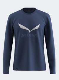 Salewa Solidlogo Dry Men Hiking Long Sleeve Blue Dark Denim