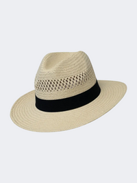 Stamion Fedora Black Ribbon Men Beach Hat Natural