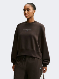 Nike Shox Phoenix Fleece Crew Women Lifestyle Sweatshirt Velvet Brown