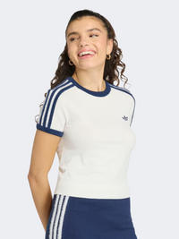 Adidas Knitted Women Originals T-Shirt White/Night Indigo