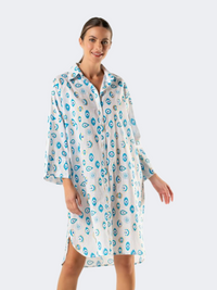 Amelie Women Beach Shirt White/Blue