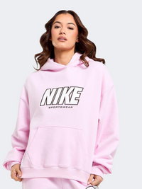 Nike Studio Fleece Oversized Pullover Women Lifestyle Hoody Pink