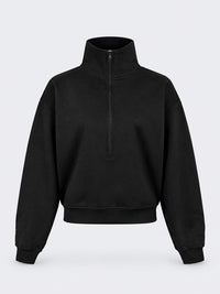 Oil & Gaz Cozy Women Lifestyle  1/2 Zip Pullover Black