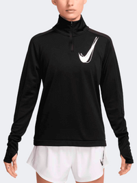 Nike Swoosh Half Zip Women Running Long Sleeve Black