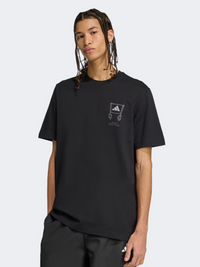 Adidas Stadium Crowd Loose Graphic Men Sportswear T-Shirt Black