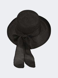 Stamion Floppy Short Ribbon With Turned Up Brim Women Beach Hat Black