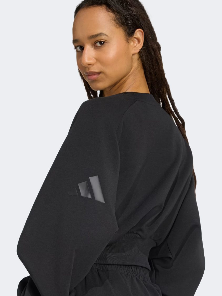 Adidas Soft Lux Loose Women Sportswear Sweatshirt Black