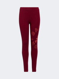 Adidas Logo Girls Lifestyle Tight Burgundy