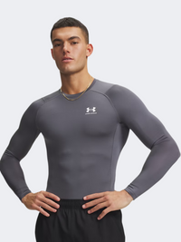 Under Armour Heatgear Compression Men Training Long Sleeve Castlerock/White