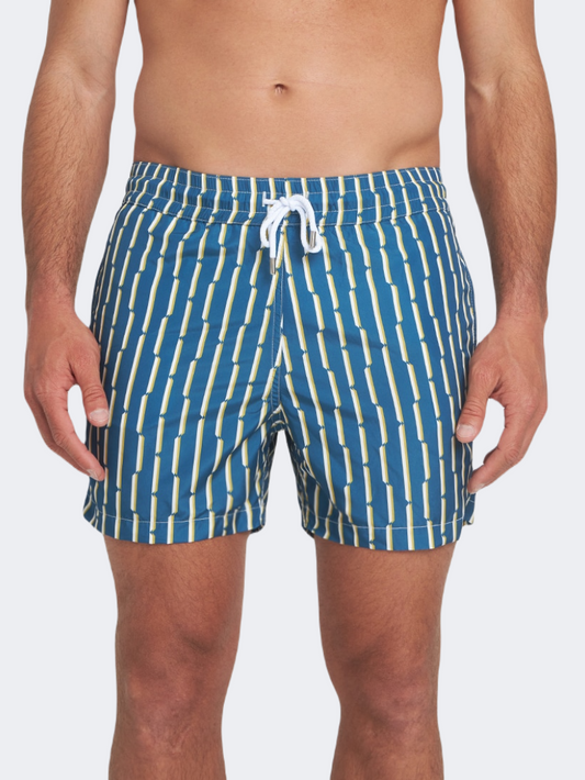 Sea You Soon Spiaggia Men Beach Swim Short Sapphire Blue