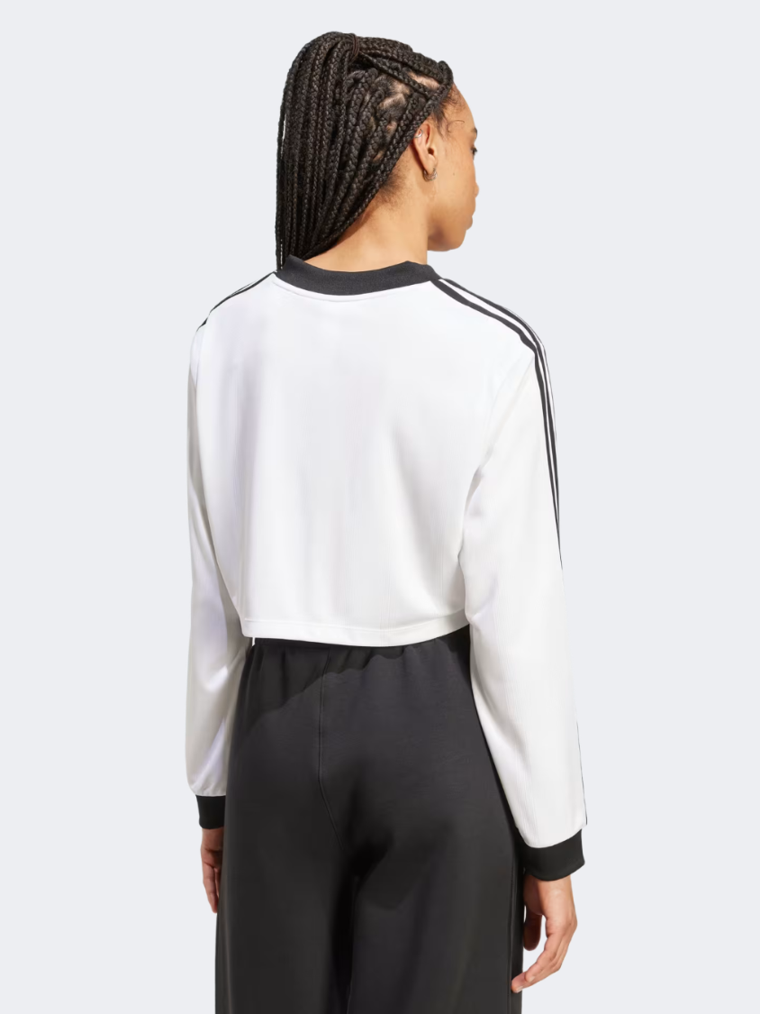 Adidas Adicolor Soccer Jacquard Crop Top Women Originals Long Sleeve White/Black