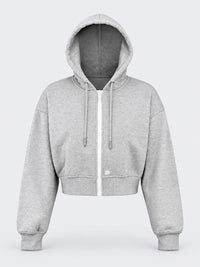 Oil & Gaz Casual Women Lifestyle Full Zip Pullover Hoodie Grey