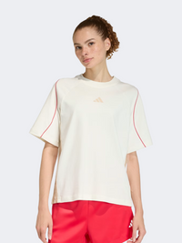 Adidas Stadium Women Sportswear T-Shirt Off White/Ruby/Linen