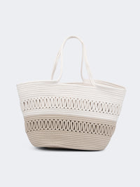 Oil And Gaz Stylish Women Beach Bag Grey/White
