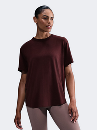 Nike One Relaxed Women Training T-Shirt Burgundy Crush