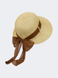 Stamion Japanese With Chiffon Ribbon Women Beach Hat Natural/Brown