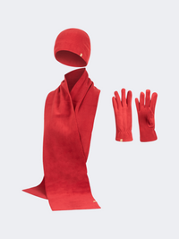 Oil And Gaz Stylish Women Lifestyle Set Of Gloves+Hat+Scarf Red