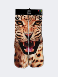 Odd Sox Cheetah Kids Lifestyle Sock Orange/Beige
