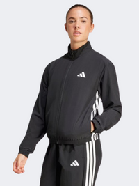 Adidas Train Essentials 3 Stripes Woven Warm Up Women Training Track Top Black/White