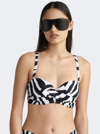 Blu 4U Detachable & Adjustable Straps Zebra Women Beach Bra Black
