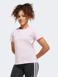 Adidas Essentials 3 Stripes Kids-Girls Sportswear T-Shirt Clear Pink/White