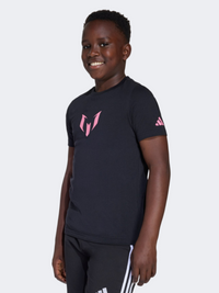 Adidas Messi Name & Number Graphic Kids-Unisex Football T-Shirt Black
