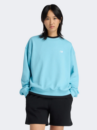 New Balance Sport Essentials French Terry Crew Women Lifestyle Sweatshirt Taffy Blue