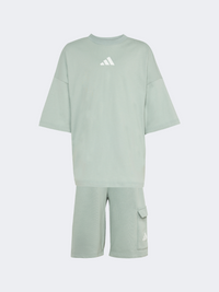 Adidas Boys Trnstr T Set Wonder Sage/White