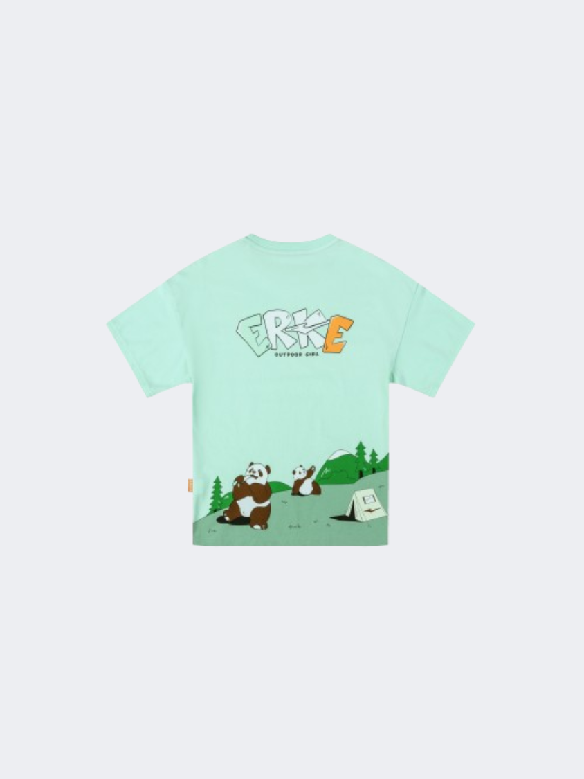 Erke Crew Neck Kids-Girls Lifestyle T-Shirt Green