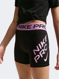 Nike Pro Df 3 Inch Girls Training Short Black/Magenta
