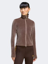 Adidas Chenille Zip Up Cardigan Women Originals Sweatshirt Earth Strata