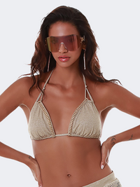 Blue Point Net Women Beach Bra Gold