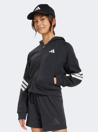 Adidas Future Icons 3 Stripes Kids-Girls Sportswear Hoody Black/White